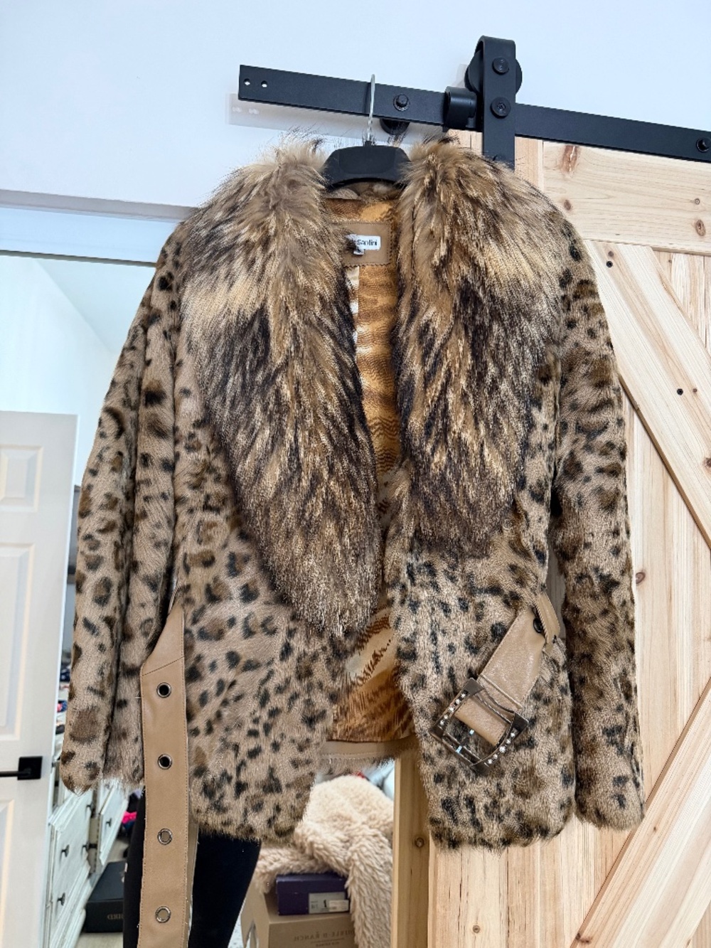 Fox  cheetah print fur coat